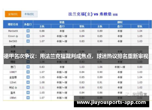 德甲名次争议：用法兰克福裁判成焦点，球迷热议排名重新审视